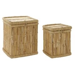 Set di Cestini DKD Home Decor Naturale Corda Bambù (46 x 46 x 55 cm)