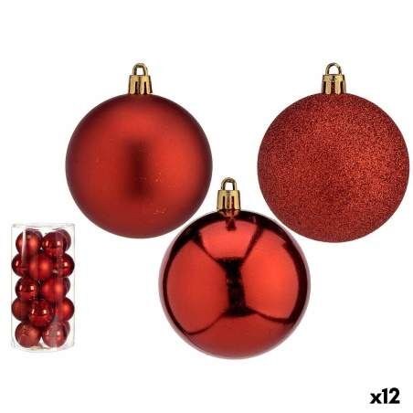 Set di palline di Natale Ø 7 cm Rosso Plastica (12 Unità)