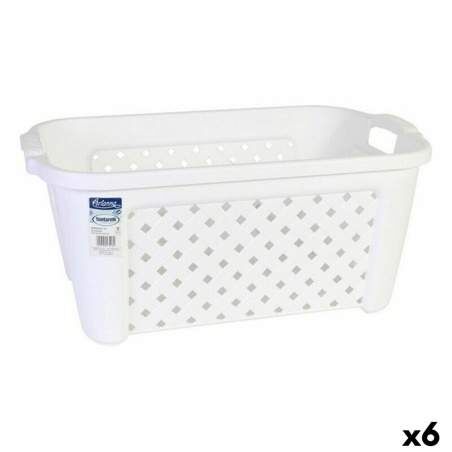 Laundry Basket Tontarelli 8065405/112 35 L White Rectangular 58 x 38 x 26 cm (6 Units)