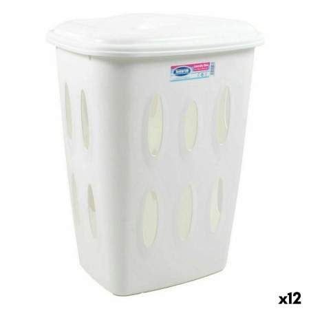 Cesto per i Panni Sporchi Tontarelli Laundry Con coperchio 45 L Bianco 41 x 33,2 x 54,5 cm (12 Unità)