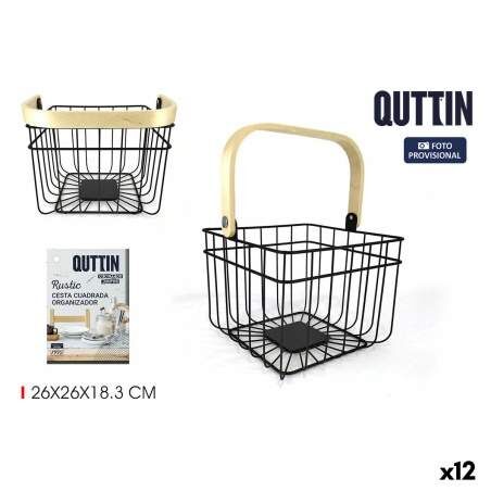 Multi-purpose basket Quttin Rustic 4 mm 28 x 26,5 x 22 cm (12 Units)