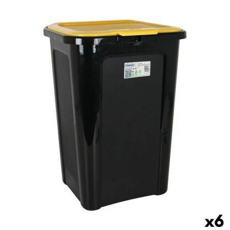 Rubbish Bin Tontarelli Coverline Yellow 44 L Black 38,5 x 34,5 x 54,5 cm (6 Units)