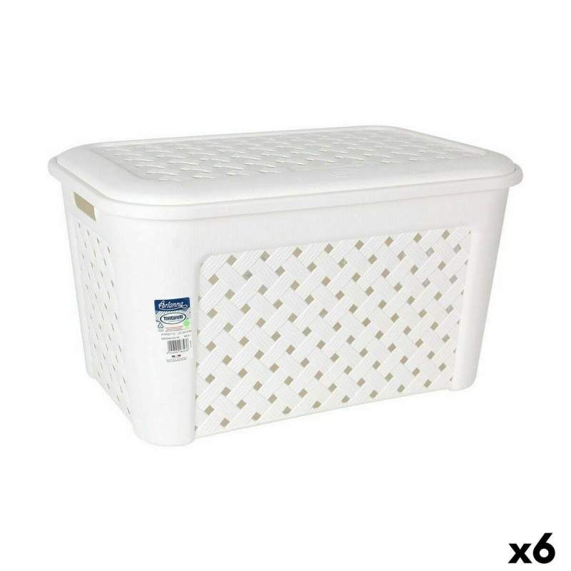 Laundry Basket Tontarelli Arianna With lid White 58 x 39 x 32 cm (6 Units)