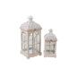 Lantern set Romimex White Wood Metal 24 x 59 x 24 cm 2 Pieces