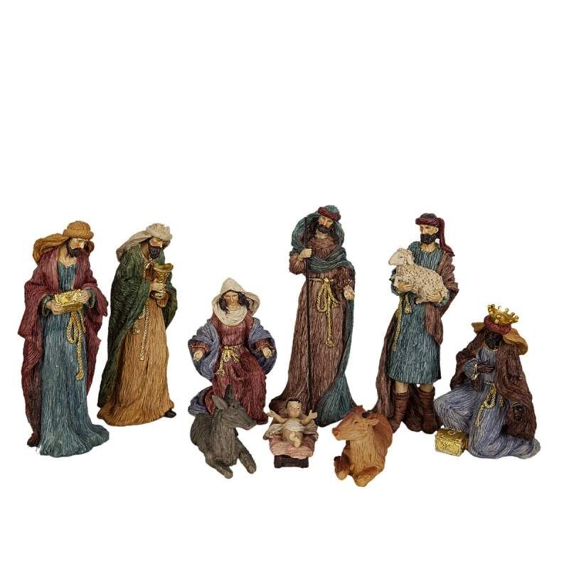 Set of Figures Romimex Multicolour Resin 13 x 33 x 13 cm Nativity/Bethlehem Three Kings 9 Pieces