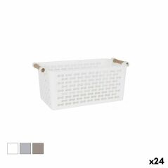 Cestino Multiuso Confortime Plastica Con manici Legno 26 x 14,5 x 12 cm (24 Unità)