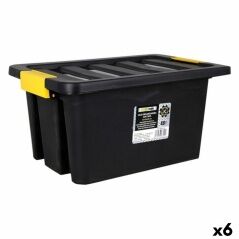 Scatola per Sistemare Impilabile Dem Brico 40 L 52 x 35 x 26 cm Con coperchio (6 Unità)