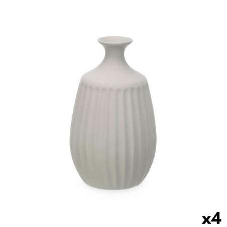 Vaso Grigio Ceramica 19 x 31 x 19 cm (4 Unità) Righe