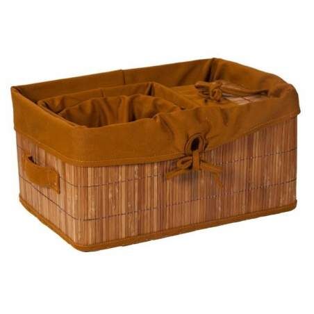 Set of Baskets Alexandra House Living Brown Cloth Bamboo 4 Pieces