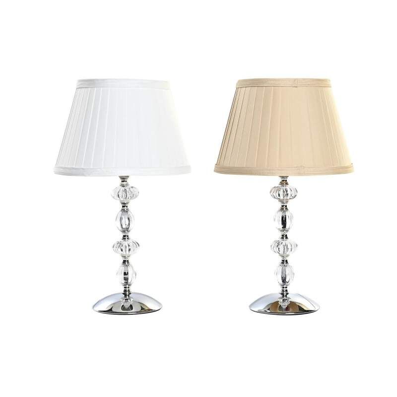 Desk lamp Home ESPRIT White Beige Metal Crystal 25 x 25 x 42 cm (2 Units)