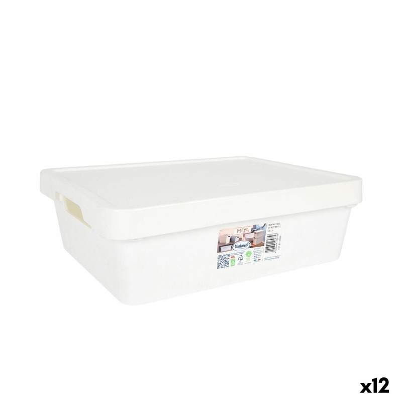 Storage Box with Lid Tontarelli Maya White 9,2 l 36 x 28 x 11 cm (12 Units)