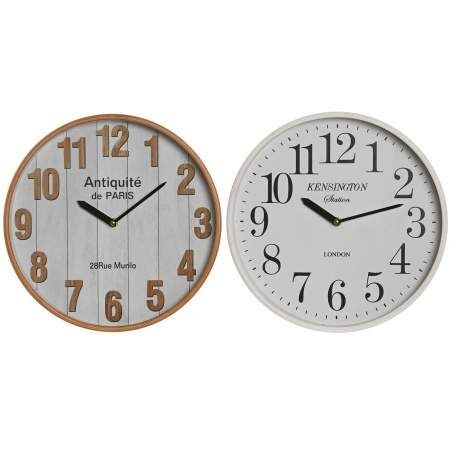 Wall Clock Home ESPRIT White Crystal MDF Wood 32 x 4,5 x 32 cm (2 Units)