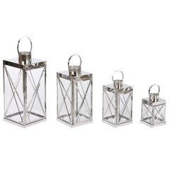 Lantern Home ESPRIT Silver Crystal Steel Chromed 22 x 20 x 50 cm (4 Pieces)