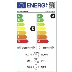 Washer - Dryer LG F4DR7011AGW 1400 rpm 11 kg/6 kg White