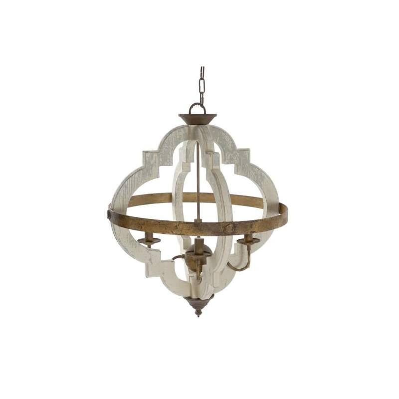 Lampadario Home ESPRIT Bianco Bronce Ferro Abete 40 W 63 x 63 x 74 cm