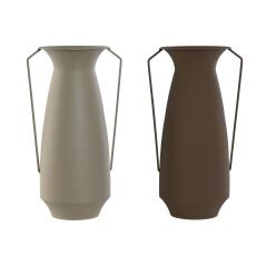 Vaso Home ESPRIT Marrone Beige Metallo 25 x 25 x 44 cm (2 Unità)