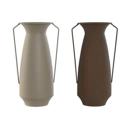 Vaso Home ESPRIT Marrone Beige Metallo 25 x 25 x 44 cm (2 Unità)