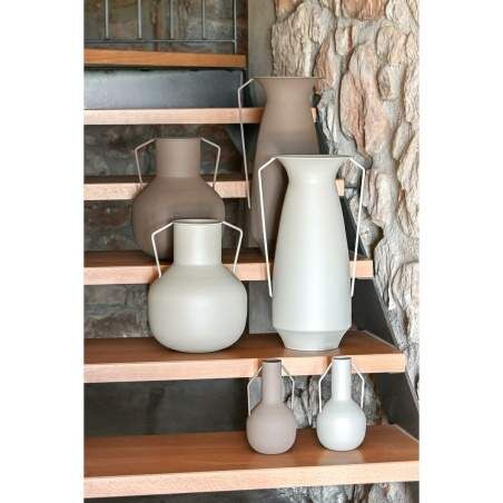 Vase Home ESPRIT Brown Beige Metal 25 x 25 x 44 cm (2 Units)