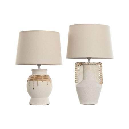 Lampada da tavolo Home ESPRIT Beige Naturale Ceramica 50 W 220 V 28 x 28 x 47 cm (2 Unità)