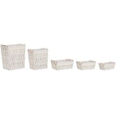 Cesto per i Panni Sporchi Home ESPRIT Bianco Naturale Metallo Shabby Chic 42 x 32 x 51 cm 5 Pezzi