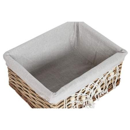 Cesto per i Panni Sporchi Home ESPRIT Bianco Naturale vimini Shabby Chic 47 x 35 x 55 cm 5 Pezzi