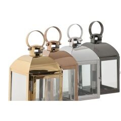 Lantern Home ESPRIT Black Copper Golden Silver Crystal Steel 11 x 11 x 18 cm (4 Units)