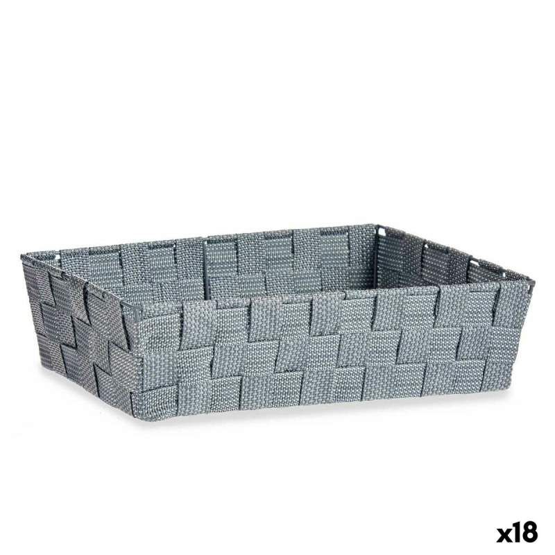 Cestino Multiuso Grigio Stoffa 3,8 L 34 x 8,5 x 21 cm (18 Unità)