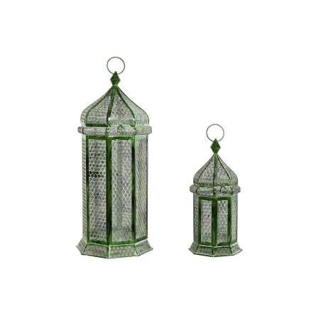 Lanterne Home ESPRIT Verde Metallo Orientale 23 x 23 x 57 cm (2 Pezzi)