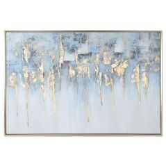 Painting Home ESPRIT Blue White Abstract Modern 187 x 3,8 x 126 cm