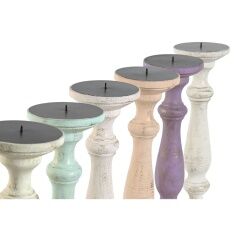 Candelabro Home ESPRIT Metallo Legno di mango Shabby Chic 12 x 12 x 34 cm