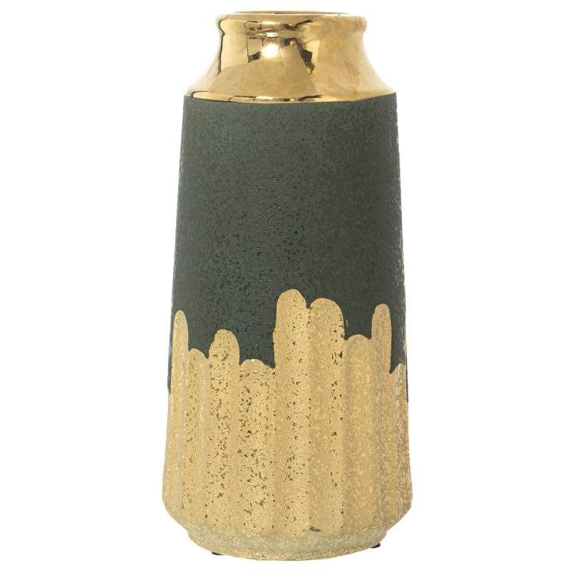 Vase Alexandra House Living Golden Dark green Ceramic 13 x 14 x 27 cm