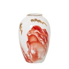 Vase Alexandra House Living White Golden Ceramic 14 x 14 x 19 cm