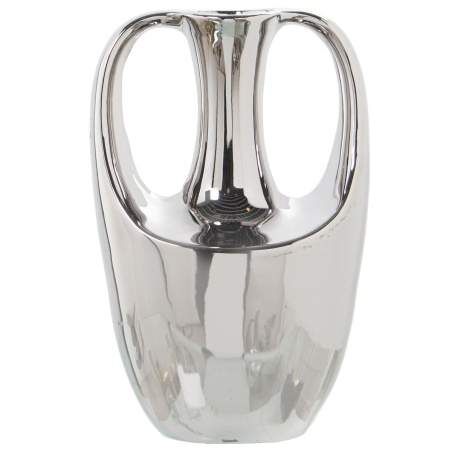 Vase Alexandra House Living Silver Ceramic 13 x 18 x 27 cm With handles