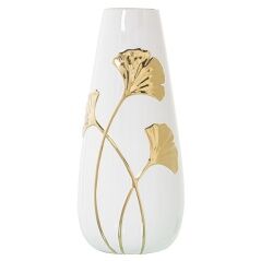 Vase Alexandra House Living White Golden Ceramic Flowers 16 x 17 x 33 cm