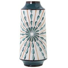 Vase Alexandra House Living White Dark blue Ceramic 15 x 15 x 31 cm