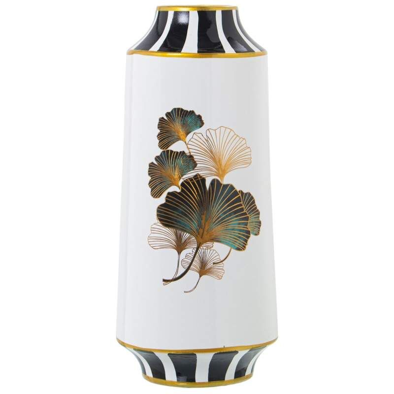 Vase Alexandra House Living White Black Ceramic Flowers 15 x 15 x 30 cm