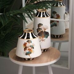 Vaso Alexandra House Living Bianco Nero Ceramica Fiori 15 x 15 x 30 cm