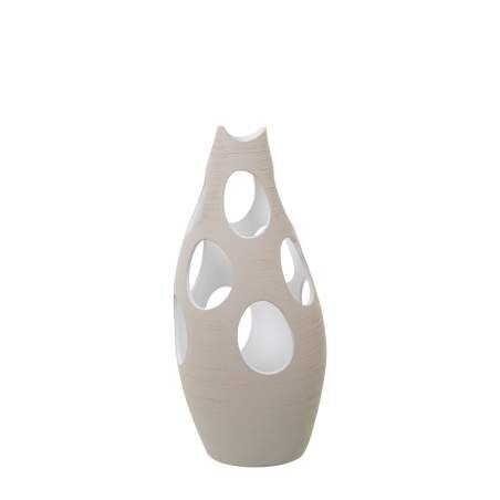 Vaso Alexandra House Living Ecru Ceramica Righe Cerchi 20 x 20 x 50 cm