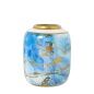 Vaso Alexandra House Living Azzurro Bianco Dorato Ceramica 18 x 18 x 23 cm