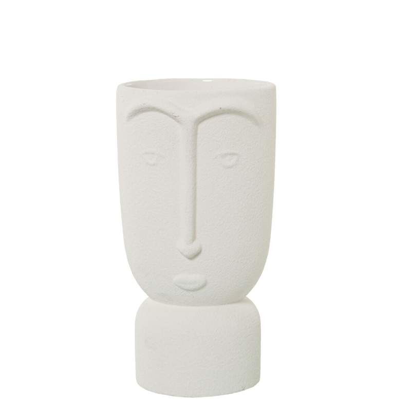 Vase Alexandra House Living Ecru Ceramic Face 13 x 13 x 25 cm