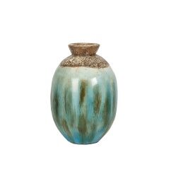 Vase Alexandra House Living Blue Brown Terracotta 22 x 35 x 22 cm