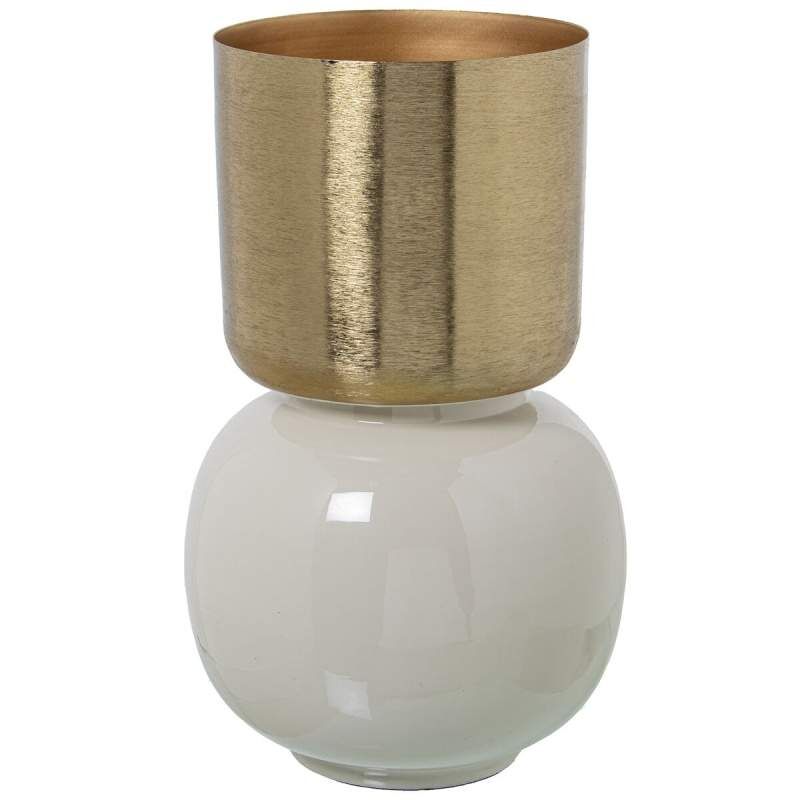 Vase Alexandra House Living White Golden Metal 22 x 22 x 34 cm