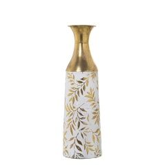 Floor vase Alexandra House Living White Golden Metal 14 x 14 x 48 cm