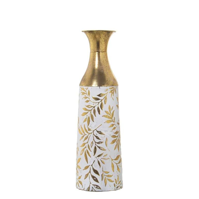 Floor vase Alexandra House Living White Golden Metal 14 x 14 x 48 cm