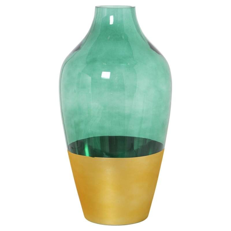 Vase Alexandra House Living Green Golden Crystal 17 x 17 x 32 cm