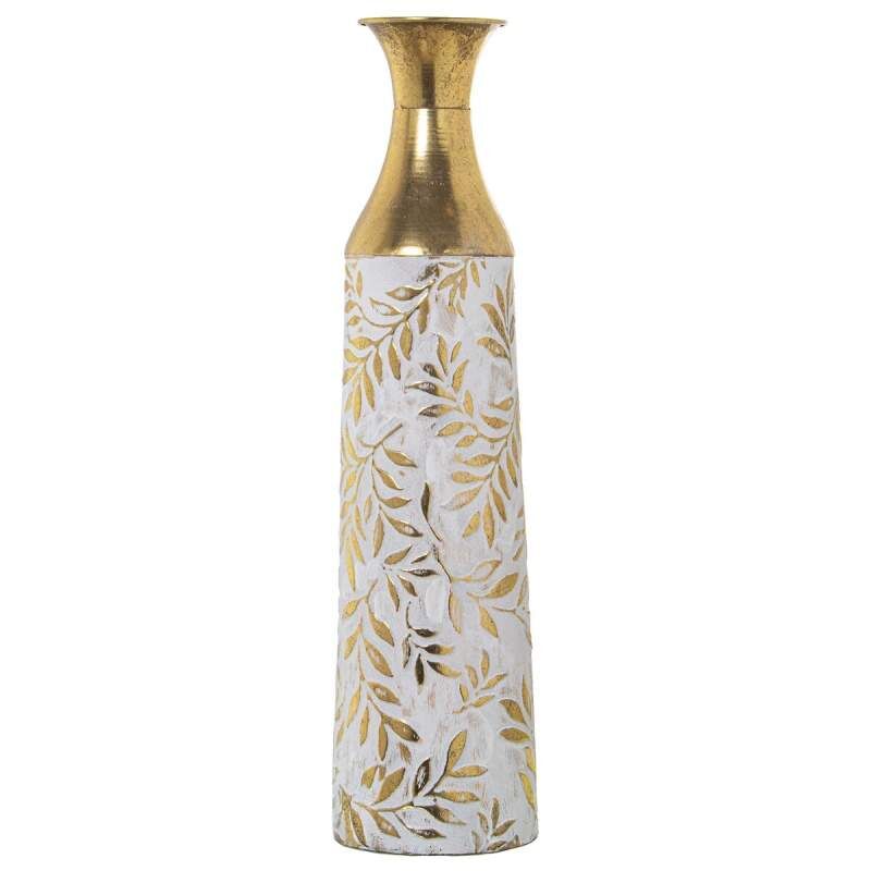 Floor vase Alexandra House Living White Golden Metal 14 x 14 x 58 cm