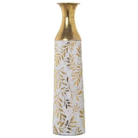 Floor vase Alexandra House Living White Golden Metal 14 x 14 x 58 cm