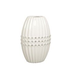 Vase Romimex White Silver Ceramic 19 x 29 x 13 cm