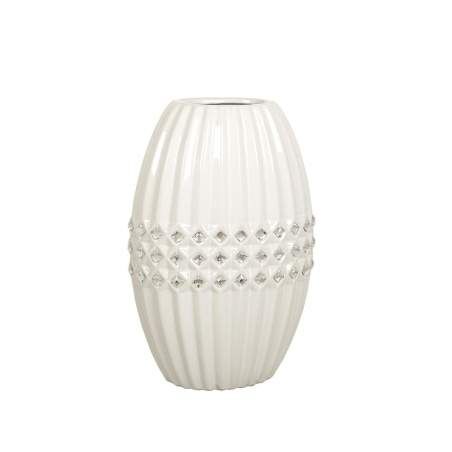 Vase Romimex White Silver Ceramic 19 x 29 x 13 cm