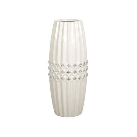 Vase Romimex White Silver Ceramic 13 x 32 x 13 cm